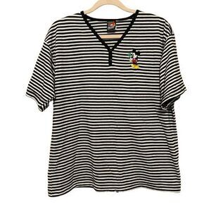 VTG Disney Mickey Unlimited Jerry Leigh Embroidered  Striped T-Shirt XL